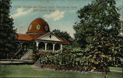 Pavillion and Flower Beds at Pine Grove Park Postcard