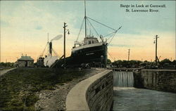 Barge in Lock at Cornwall, St. Lawrence River Ontario Canada Postcard Postcard