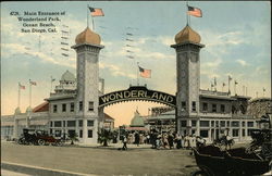 Main Entrance of Wonderland Park, Ocean Beach San Diego, CA Postcard Postcard