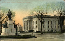 Soldiers' Monument and Library Postcard