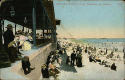 Wathing the Bathers Revere Beach, MA Postcard Postcard