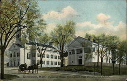 Meeting House Hill - Lyceum Hall and Old First Church Postcard