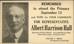 Vote for Representative Albert Harrison Hall Postcard