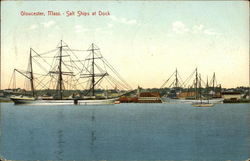 Salt Ships at Dock Gloucester, MA Postcard Postcard