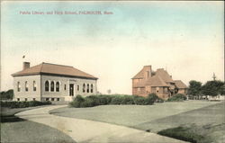 Public Library and High School Postcard