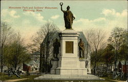 Monument Park and Soldiers' Monument Fitchburg, MA Postcard Postcard