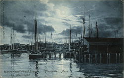 Harbor and Wharf Scene by Moonlight Postcard