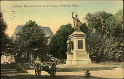 Soldiers Monument and Court House Postcard