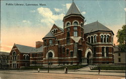 Street View of Public Library Lawrence, MA Postcard Postcard