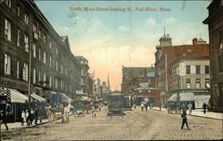 North Main Street looking North Fall River, MA Postcard Postcard