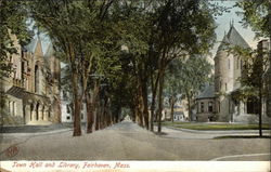 Town Hall and Library Fairhaven, MA Postcard Postcard