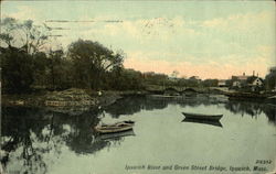 Ipswich River and Green Street Bridge Massachusetts Postcard Postcard