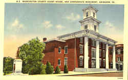 Washington County Court House And Confederate Monument Postcard