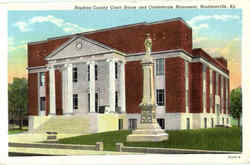 Hopkins County Court House And Confederate Monument Postcard