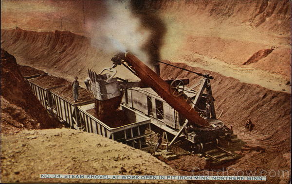 Steam Shovel At Work Open In Pit Iron Mine Northern Minn Minnesota Mining