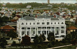 Bird's Eye View of Hotel Iroquois Sault Ste. Marie, MI Postcard Postcard