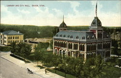 Library and City Hall Ogden, UT Postcard Postcard