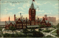 Chicago, Milwaukee and St. Paul Railway Depot Postcard