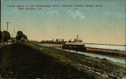 Levee Scene on the Mississippi River, Showing Highest Danger Point New Orleans, LA Postcard Postcard