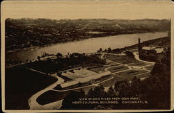 View of Ohio River from Eden Park, Horticultural Buildings Postcard