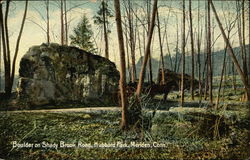 Boulder on Shady Brook Road, Hubbard Park Meriden, CT Postcard Postcard