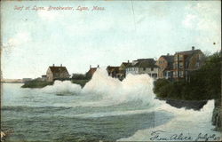 Surf at Lynn, Breakwater Massachusetts Postcard Postcard