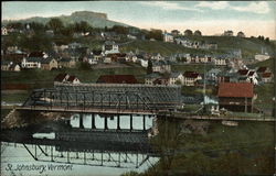 View of bridge and town St. Johnsbury, VT Postcard Postcard