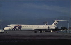 AOM French Airlines - McDonnell Douglas MD-83 Aircraft Postcard Postcard