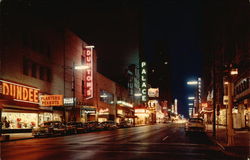 Elm Street at Night Dallas, TX Postcard Postcard