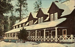 Mother Lode Country, Pinecrest Lodge in skiing season California Postcard Postcard