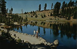 Feeding the Trout in Emerald Lake in Lassen Volcanic National Park, Calif Postcard