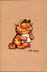 Garfield Holds a Letter Cartoons Postcard Postcard