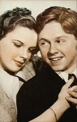 Judy Garland and Mickey Rooney Actors Postcard Postcard