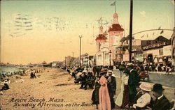 Sunday Afternoon on the Beach Revere Beach, MA Postcard Postcard