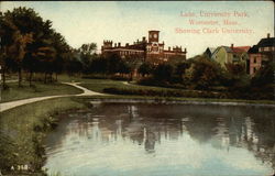 Lake, University Park, Clark University Worcester, MA Postcard Postcard