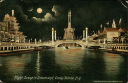 Night Scene in Dreamland Coney Island, NY Postcard Postcard