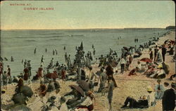 Bathing at Coney Island Postcard