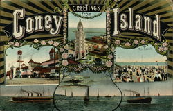 Greetings from Coney Island New York Postcard Postcard