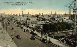 Surf Avenue and Steeplechase Park, Coney Island New York, NY Postcard Postcard