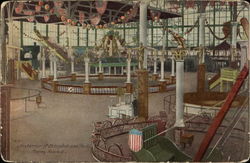 Steeplechase Park - Interior, Coney Island Postcard