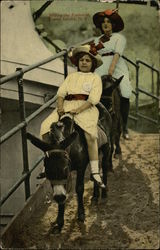 Riding the Ponies at Coney Island Postcard