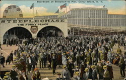 Boardwalk at Steeplechase Pier, Coney Island New York, NY Postcard Postcard