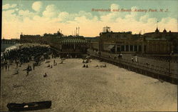 Boardwalk and Beach Asbury Park, NJ Postcard Postcard