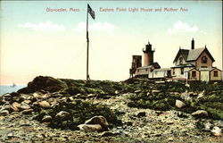 Eastern Point Light House and Mother Ann Postcard