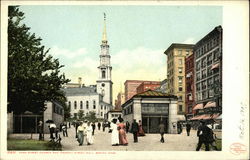 Park Street Church and Tremont Street Mall Boston, MA Postcard Postcard