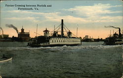 Ferries Crossing Between Norfolk and Portsmouth, VA Postcard Postcard