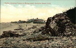 Rocks, Showing Casino in Background Postcard