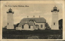 Twin Lights Chatham, MA Postcard Postcard