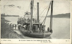 Olden Times on the Missouri River, 1880 Riverboats Postcard Postcard