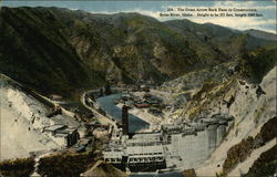 The Great Arrowrock Dam in Construction Postcard